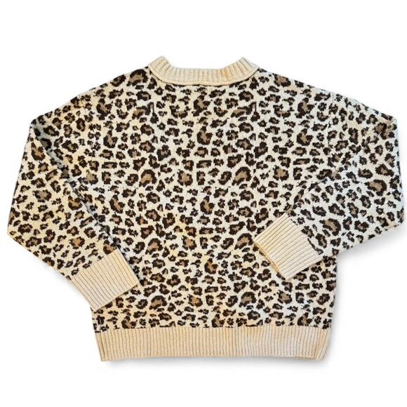 NWT American Eagle Leopard Cheetah Print Sweater Small Tan Brown Knit Pullover - Picture 2 of 9